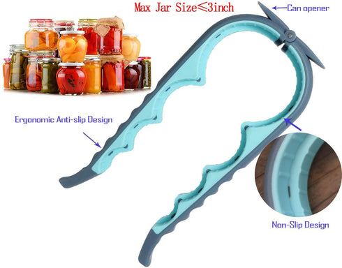 Inaouril Jar Opener Gripper, 5 in 1 Multi Functional Can Opener Bottle Opener Kitchen helper Kit with Silicone Handle Easy to Use for Children, Elderly Weak Hands and Arthritis Sufferers Set of 2