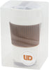 UDMG Ceramic Double Wall Insulated Travel Coffee Cup with Slider Lid, Silicone Sleeve & Built-In Coaster, 10 fl.oz (Coffee)