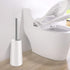 SpunKo Toilet Brush and Holder Set, 2 Pack WC Toilet Bowl Brush Cleaner with 304 Stainless Steel Long Handle, Toilet Scrubber Brush for Commercial Bathroom Restroom Deep Cleaning (White-2 Pack)