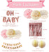Rose Gold Baby Shower Decorations for Girl Pink Gold Its A Girl Baby Shower Banner Rose Gold OH Baby Foil Letter Balloons Rose Gold Foil Fringe Curtains Tissue Pom Poms Honeycomb Balls by HappyField