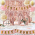 Rose Gold Baby Shower Decorations for Girl Pink Gold Its A Girl Baby Shower Banner Rose Gold OH Baby Foil Letter Balloons Rose Gold Foil Fringe Curtains Tissue Pom Poms Honeycomb Balls by HappyField