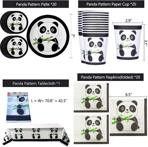 84 PCS Panda Birthday Party Supplies Decoration with Happy Birthday Banner Balloons Panda Party Favor for Boys, Girls, Kids Birthday, Baby Shower
