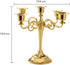 YOUEON Gold 5 Arms Candelabra, 10.4 Inch Metal Tall Candelabra Candle Holder Candlestick Holder for 1 Inch Diameter Pillar Candles, Taper Candle Holder, Candelabra Decoration, Wedding