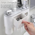 Automatic Toothpaste Dispenser with Toothbrush Holder, Multifunctional Wall Mounted Toothbrush Holder for Bathroom. Toothbrush Organizer with Sticker for Women Kids Baby Bathroom.