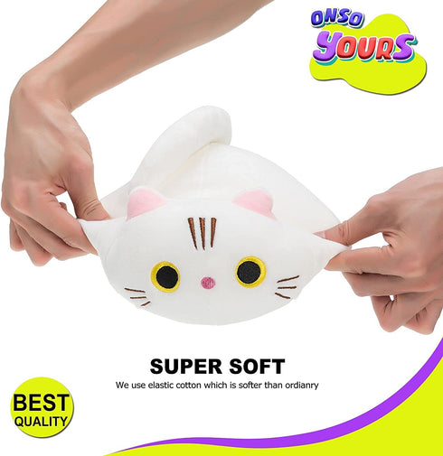 Onsoyours Plush Toys Set, 2Pcs Stuffed Animals with Black Cat and White Cat, Creative Decoration Cuddly Plush Pillows 8.5" for Kids Girls Boys (Black/White)