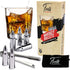 Stainless Steel Bullet Shaped Whiskey Stones Set of 6 - Chilling Rocks - Ice Stones With Tongs And Freezer Pouch, Gift Idea for Whiskey Lovers. Premium Gift For Him.
