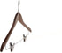 Quality Wooden Skirt Hangers with Clips, 10-Pack Smooth Solid Wood Pants Hangers with Durable Adjustable Metal Clips, Swivel Hook, Coat, Jacket, Blouse Suit Hangers (Walnut - Chrome Hook, 10)