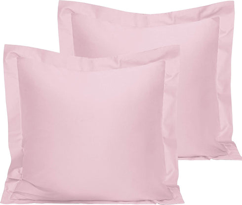NTBAY 500 Thread Count 2 Pack Cotton Euro Bed Shams, Super Soft and Breathable Square Pillow Shams, 26 x 26 Inches, Pink