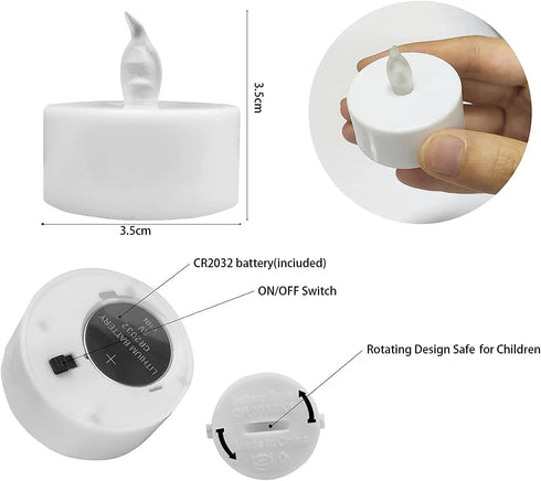 VETOUR Flameless Tea Lights Candles Realistic LED Flickering Operated Tea Lights Steady Battery Tealights Long Lasting Electric Fake Candles in White 24pcs Decoration for Party and Gifts Ideas