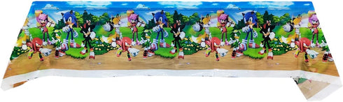 Hedgehog Party for Sonic, 20 Plates + 20 Napkins + Tablecloth, Hedgehog Party Supplies