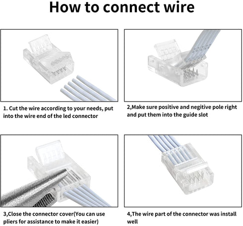 RGBZONE 32.8ft 5 Pin RGBW Extension Cable Wire Cord and 5Pack 5 Pin RGBW LED Light Strip Connectors Strip to Wire Quick Connection for 10mm Wide Waterproof or Non-Waterproof 5050 LED RGBW Strip Light