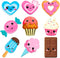 WaaHome Valentines Stickers for Kids 207pcs Smile Face Heart Candy Cupcake Ice Cream Stickers for Kids Party Decor School Classroom Reward Scrapbooking Supplies