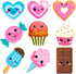 WaaHome Valentines Stickers for Kids 207pcs Smile Face Heart Candy Cupcake Ice Cream Stickers for Kids Party Decor School Classroom Reward Scrapbooking Supplies