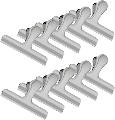 Winloop 10 PCS 4.72" Wide Big Size Heavy Duty Stainless Steel Chip Bag Clips,Food Clips For Air Tight Seal Grips Food Sealing Clamp Coffee Snack Bag Clip,Photo Paper Clamp,Home Kitchen Office(Large)