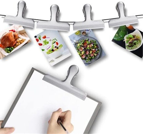 Winloop 10 PCS 4.72" Wide Big Size Heavy Duty Stainless Steel Chip Bag Clips,Food Clips For Air Tight Seal Grips Food Sealing Clamp Coffee Snack Bag Clip,Photo Paper Clamp,Home Kitchen Office(Large)