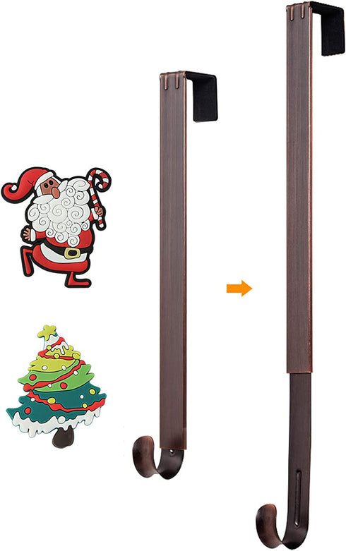 HangerSpace Wreath Hanger for Front Door, Over Door Wreath Hook Wreath Holder Adjustable Length 15 inch - 24 inch with 2 Magnets Christmas Decoration - Bronze