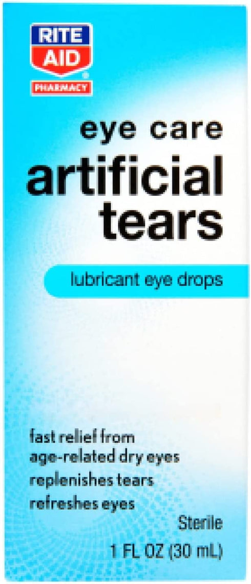 Rite Aid Artificial Tears, Polyethylene Glycol Lubricant Eye Drops - 1 oz | Eye Lubricant Drops for Dry Eyes | Dry Eye Formula | Eye Care for Age-Related Dry Eyes | Replenishes Tears & Refreshes Eyes
