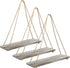 Excello Global Products Rustic Distressed Wood Hanging Shelves: 17-Inch with Swing Rope Floating Shelves (Brown - Pack of 3)