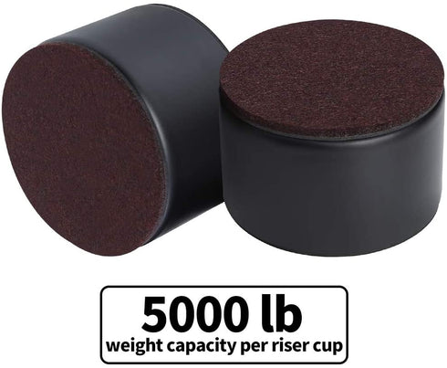 Ezprotekt Bed and Furniture Round Risers, 4 Pack Elevator up to 2 Per Riser and Lifts up to 5,000 LBs - Protect Floors Wont Scratch Wood and Carpet Surface Anti Slip Bottom (Round,2 Inch Black)