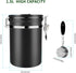Coffee Canister- 20 Oz Flour Container With Date Tracking, Have With Carbon Dioxide Release Valve And Stainless Steel Spoon, Used To Store , Tea€?flour€?cereals And Coffee Beans. Black