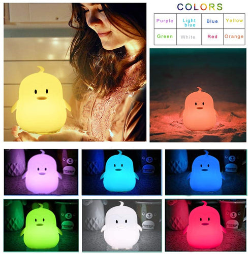 Yuede Kids Night Light (Silicone Light) USB Rechargeable Penguin Night Lights, 9 Colors Change with Touch Sensor and Remote Control for Baby/Kids/Adult Bedroom (Penguin)