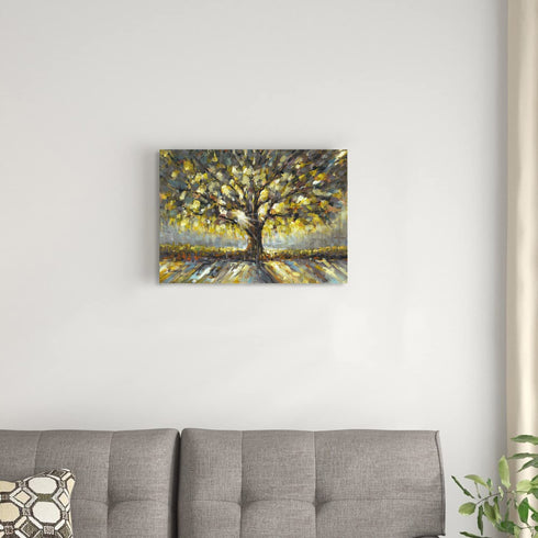 Canvas Wall Art Hand-Painted,12"x 16" Framed Trees Oil Painting Wrapped? Modern Rural Artwork for Living Room Bathroom Restaurant Bedroom Gallery Coffee Shop Decorations (12x16 inch)¦