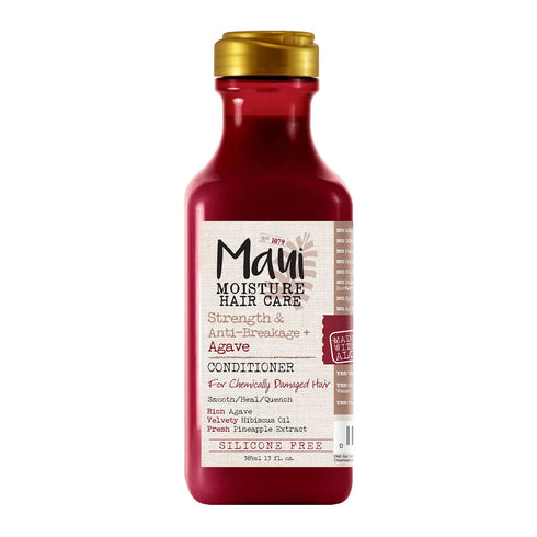 OGX, Maui Moisture Strength AntiBreakage + Moisturizing Agave Conditioner for Color Treated or Chemically Damaged Hair Vegan Silicone ParabenFree SulfateFree Surfactants, hibiscus, 13 Fl Oz