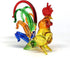 ZOOCRAFT Chicken Figurines Collectibles Hand Blown Glass Rooster Set of 2