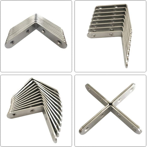 16 PCS Corner Brace L Bracket Heavy Duty 2.5 x 2.5 Inch Stainless Steel 90 Degree Joint Right Angle Corner Brackets with Screws, L-Shaped Metal Fastener for Wood Shelves