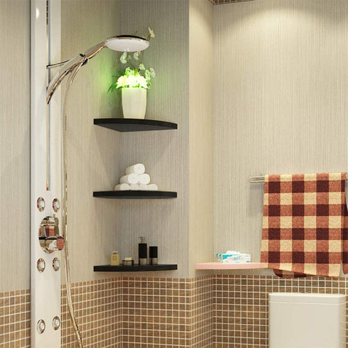 Corner Wall Shelves of 3 Tier,Wood Floating Shelves for Wall,Wall Mount Corner Shelves for Bedroom Bathroom Kitchen Living Room