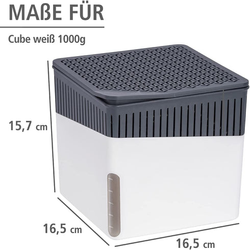 WENKO Portable Dehumidifier, Compact and Rechargeable, Moisture Absorber for Bathroom, Bedroom, Garage, Closet, 2800 Cubic Feet, 2.2lbs, White, 6.18 x 6.5 x 6.5, Large