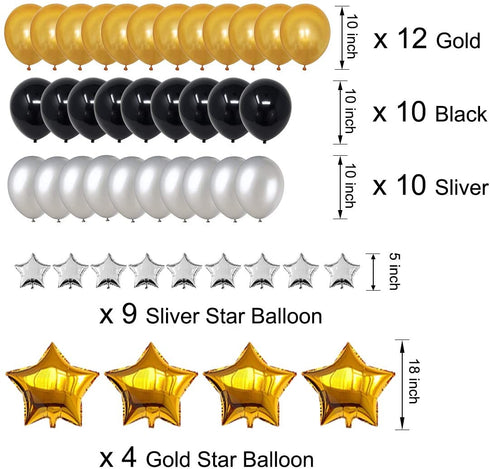 15th Birthday Decorations for Men Boy Women Girl,Black and Gold Birthday Decorations for 15th and 51st Happy Birthday Party with 15 Gold Number Balloon Happy Birthday Banner and Gold Crown Balloons