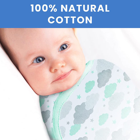 Delta Children Little Lambs Adjustable Swaddle Wrap, Premium Cotton, Unisex, Size Large, Fits Babies 3-6 Months, 14-18 lbs, Pack of 4