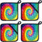 Jcpuazeo 4 Pack 8 x Inches Pot Holders, Colorful Spiral Psychedelic Tie Dye Swirl Pattern , Kitchen Heat Resistant Holders Sets Oven Hot Pads Terry Cloth for Cooking Baking, Rainbow