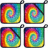 Jcpuazeo 4 Pack 8 x Inches Pot Holders, Colorful Spiral Psychedelic Tie Dye Swirl Pattern , Kitchen Heat Resistant Holders Sets Oven Hot Pads Terry Cloth for Cooking Baking, Rainbow
