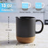 Ceramic Coffee Mugs with Lid, ALELION 13 oz Coffee Mug Set with Cork Bottom and Spill-resistant Lid, Christmas Coffee Mugs Gift Set for Women Men, Comfortable Handle for Home and Office, Black,2Pcs