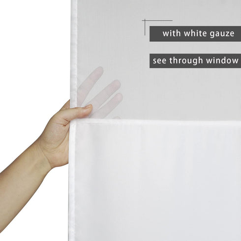 UFRIDAY Extra Long White Shower Curtain, Fabric Bath Curtain with Mesh Window, Weighted Bottom Hem, 72 x 78 Inch