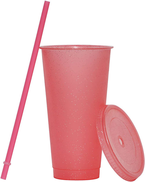 Tumbler with Straw and Lid,Water Bottle Iced Coffee Travel Mug Cup,Reusable Plastic Cups,Perfect for Parties,Birthdays,24oz-5 Pack