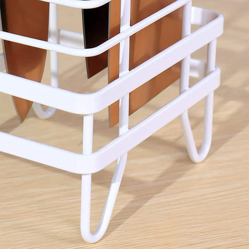 VANRA Metal Steel Knife Block Holder Kitchen Knife Storage Organizer Stand without Knives 8-Slot (White)