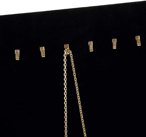 Foraineam 3 Pack Black Velvet Jewelry Display with 17 Hooks Necklace Tray Organizer Pad Bracelets Pendants Chains Showcase Stands