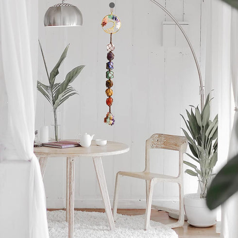 7 Chakras Stones Healing Crystals Tree of Life Wall Hanger Tumbled Gemstones Meditation Hanging Ornament Christmas Tree Memorial Hanging Pendant Xmas Gift