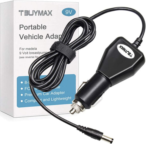 9 Volt Car Vehicle Adapter for Medela Pump-in-Style Advanced Breast Pump, CE FCC Approved Power Adapter Replaces Part # 67174