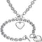 Silver 18k Gold Rose Gold Plated Charm Chunky Stainless Steel Chain Heart Toggle Choker Bracelet Necklace Set for Womens Girls Fashion Valentine Jewelry Set