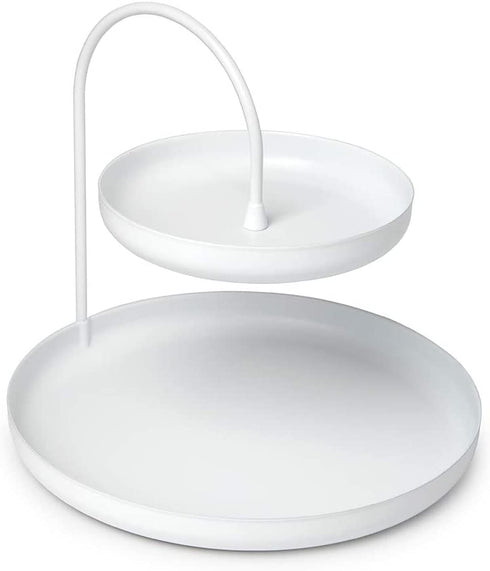 Umbra Poise Large, Double, Attractive Storage You Can Leave Out, Two-Tiered Jewelry Tray, Accessory Holder, White