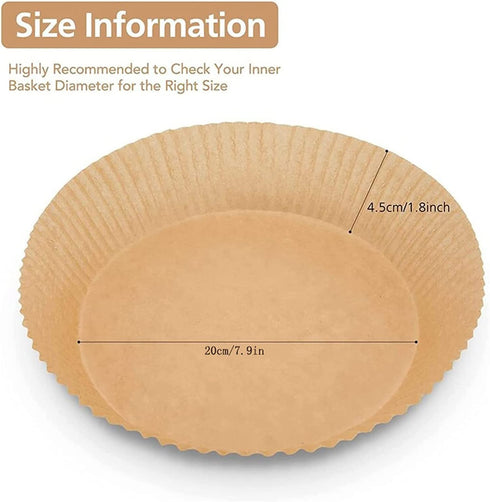 100 Pcs Air Fryer Disposable Paper Liner, 6.3 Inch Non-Stick Air Fryer Paper Liners, Baking Paper Food Grade Parchment, Oil-Proof Water-Proof Steamer Oil Paper for Roasting Microwave