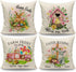 CARRIE HOME Easter Bunny Throw Pillow Covers 18x18 Set of 4 Pink Easter Decorative Throw Pillows Farmhouse Rabbit Eggs Carrot Happy Easter Decorations for The Home Couch and Outdoor Porch