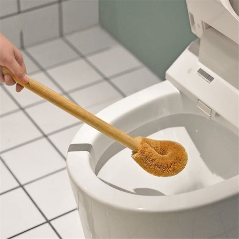 Wood Handle Cleaning Brush for Toilet, Toilet Brush(2 Pack), Natural Coconut Fibre Bristle Toilet Bowl Brush