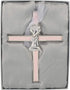 Girl Kneeling To Pray Soft Pink and Silver 6 inch Zinc Alloy Metal Wall Cross