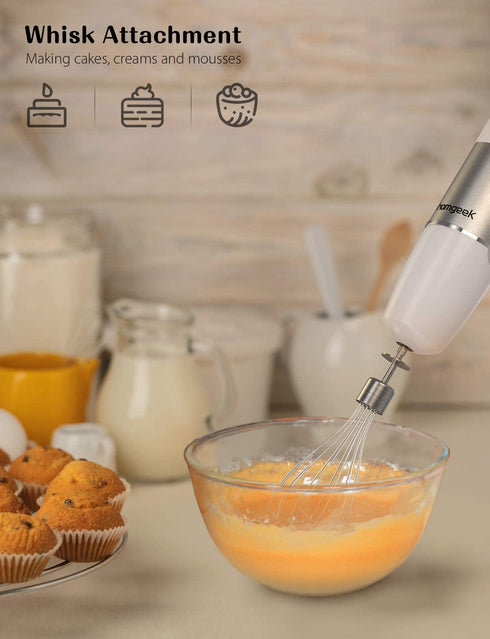 Immersion Stick Hand Blender with Stainless Steel Blades, Powerful Electric Ice Crushing 6-Speed Control Handheld Food Mixer, Purees, Smoothies, Shakes, Sauces & Soups