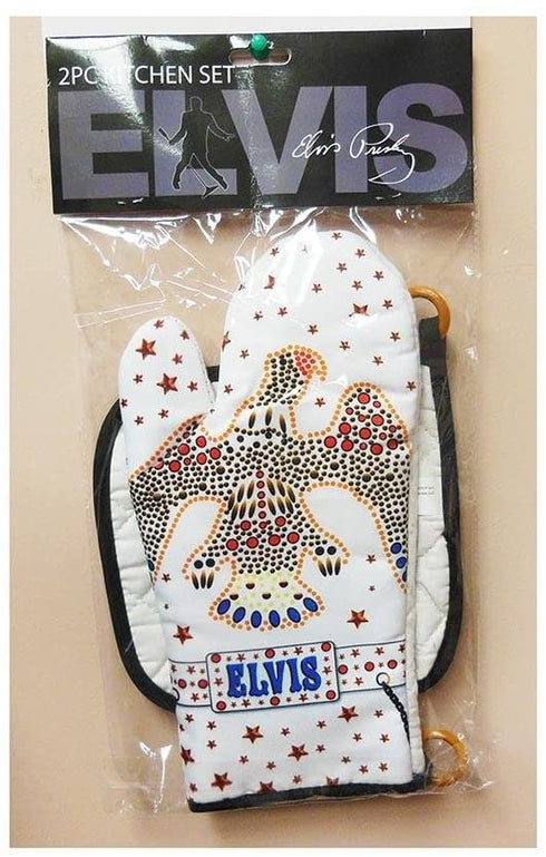 Midsouth Products Elvis Presley Oven Mitt & Pot Holder Set White Jumpsuit